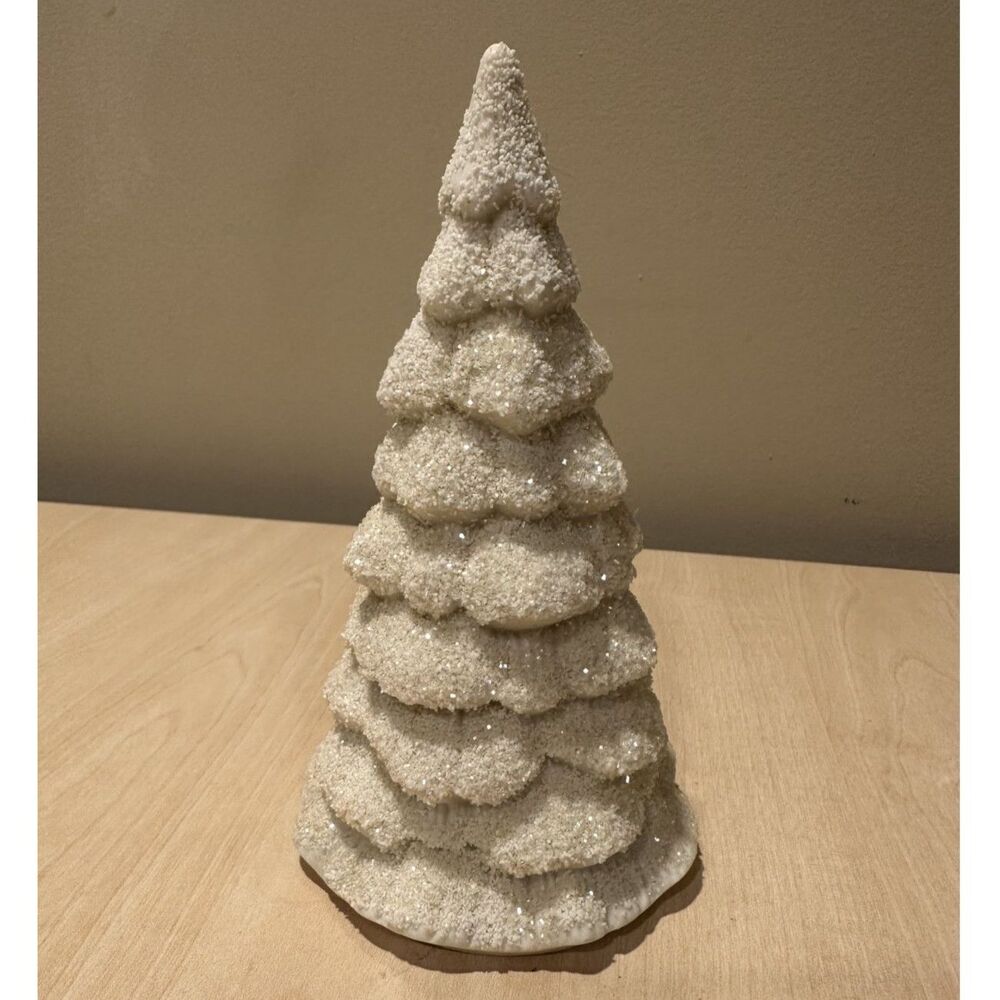 Vintage Dept 56 Snowbabies Frosted Glitter Pine Christmas Tree Figurine 6.5"